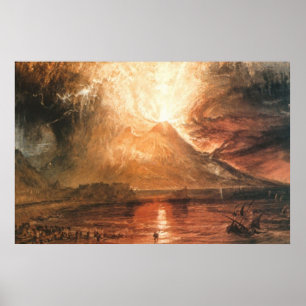 Afdrukken Vesuvius Erupting Canvas Poster
