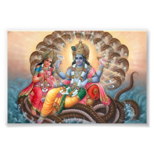 Afdrukken Vishnu en Lakshmi (6 x 4 inch) Foto Afdruk (Voorkant)