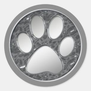 AFDRUKKEN VOOR SILVER EN KROME PAW RONDE STICKER