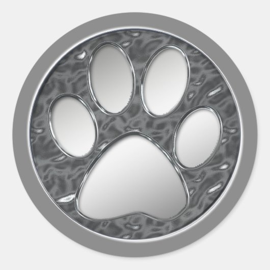 AFDRUKKEN VOOR SILVER EN KROME PAW RONDE STICKER (Voorkant)