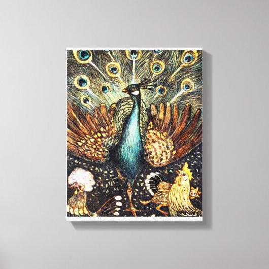 Afdrukken waterverf Peacock Stretched Canvas (Voorkant)