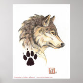 Afdrukken Wolf Head Profiel Poster (Voorkant)