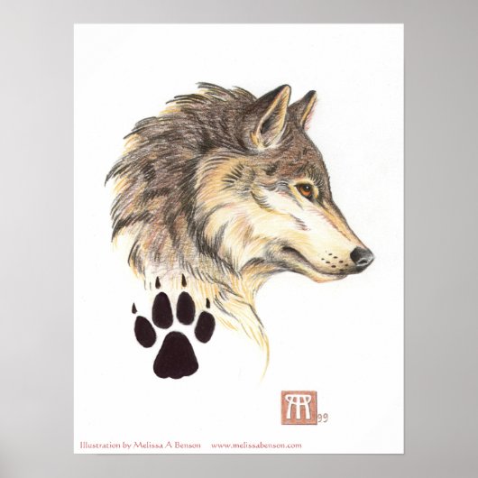 Afdrukken Wolf Head Profiel Poster (Voorkant)