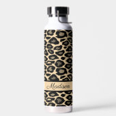 Afdrukken zwart en tan leopard op maat waterfles (Links)