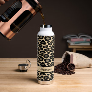 Afdrukken zwart en tan leopard op maat waterfles