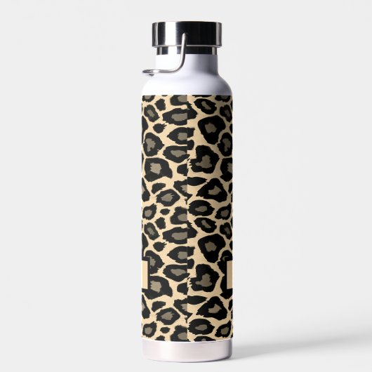 Afdrukken zwart en tan leopard op maat waterfles (Rechts)