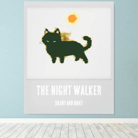 Afdrukken zwart katteverdraaid Canvas (Insitu (Houten vloer))