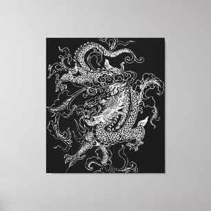 Afdrukken zwart-wit dragon Canvas