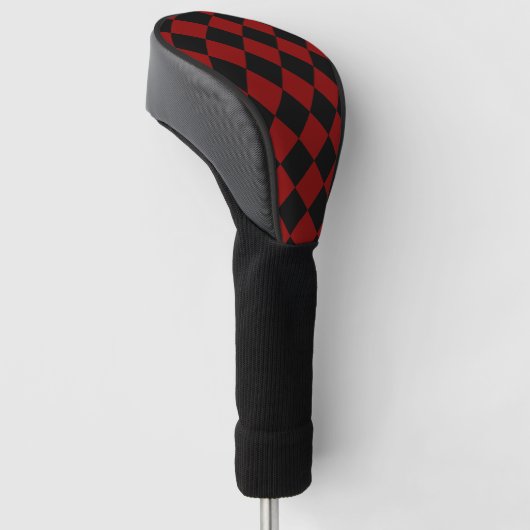 Afdrukken zwart-wit en rood diamant golfheadcover (Schuin)