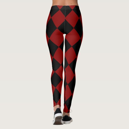 Afdrukken zwart-wit en rood diamant leggings (Achterkant)