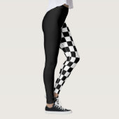 Afdrukken zwart-wit gecheckt vlaggenpatroon zwart leggings (Rechts)