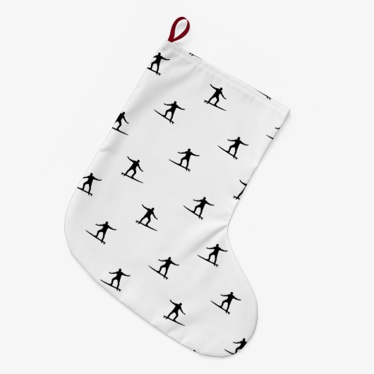 Afdrukken zwart-wit surfmotif grafisch grote kerstsok (Voorkant (Hangend))