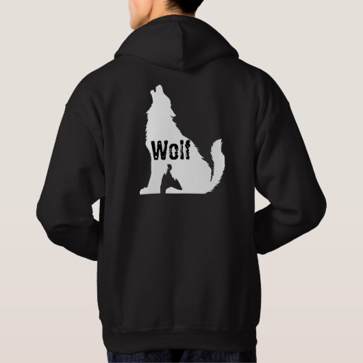 Afdrukken zwarte en witte wolf op achterzijde mann hoodie (Achterkant)