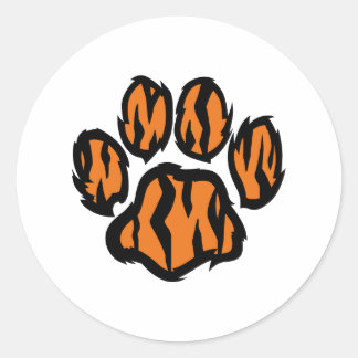 AFDRUKKING TIGER PAW RONDE STICKER