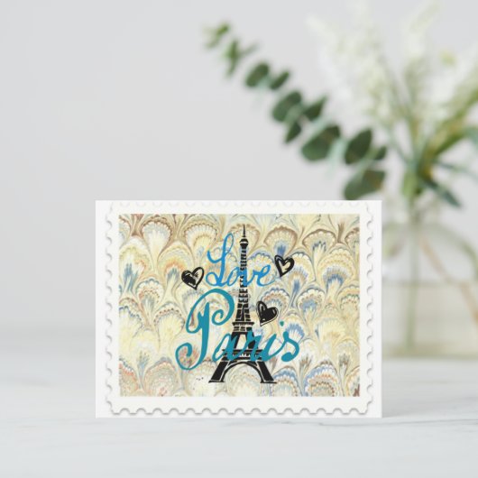 AFDRUKKING VAN PARIS POSTAGE STAMP BRIEFKAART (Staand voorkant)