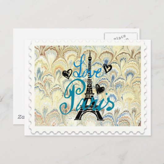 AFDRUKKING VAN PARIS POSTAGE STAMP BRIEFKAART (Voorkant / Achterkant)