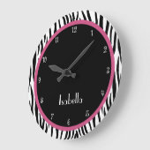 Afdrukklok met speciale zwarte, roze en zebra grote klok (Hoek)