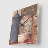 afdrukklok van Koffie New York Vierkante Klok (Hoek)