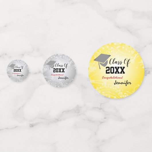 Afdruklampje, klasse 20XX party Silver/Gold Confetti (Achterkanten)