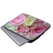 Afdruklaptophoes voor roze en witte rozen laptop sleeve (Voorkant onderkant)