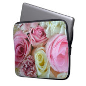 Afdruklaptophoes voor roze en witte rozen laptop sleeve (Voorkant Links)