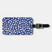 Afdrukmonogram afbeelding blauw en witte cheetah bagagelabel (Voorkant horizontaal)