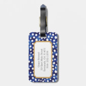 Afdrukmonogram afbeelding blauw en witte cheetah bagagelabel (Achterkant verticaal)