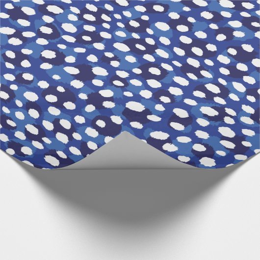 Afdrukmonogram afbeelding blauw en witte cheetah cadeaupapier (Hoek)