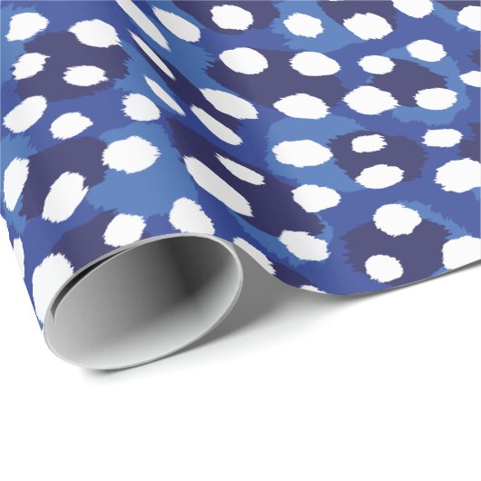 Afdrukmonogram afbeelding blauw en witte cheetah cadeaupapier (Rol Hoek)