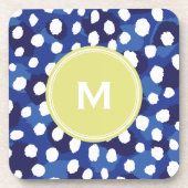 Afdrukmonogram afbeelding blauw en witte cheetah onderzetter (Voorkant)