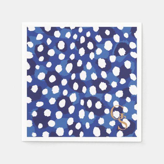 Afdrukmonogram afbeelding blauw en witte cheetah servet (Voorkant)