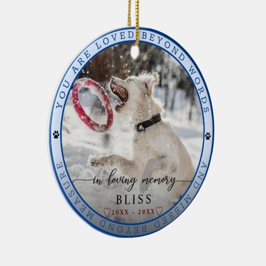 Afdrukmonogram afdrukken foto van Memory Pet Keramisch Ornament (Rechts)