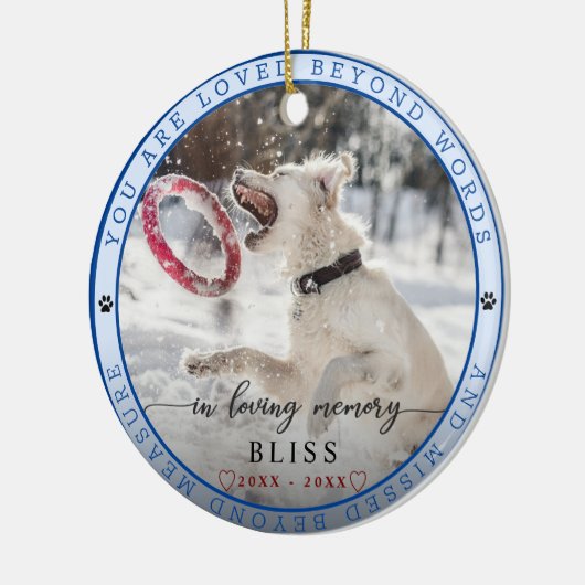 Afdrukmonogram afdrukken foto van Memory Pet Keramisch Ornament (Links)