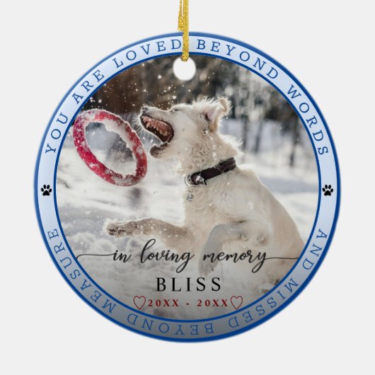 Afdrukmonogram afdrukken foto van Memory Pet Keramisch Ornament (Achterkant)