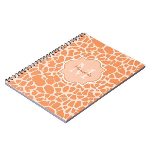 Afdrukmonogram en naam van Oranje Giraffe bevestig Notitieboek (Linkerzijde)