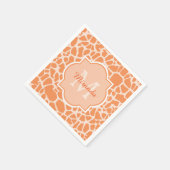 Afdrukmonogram en naam van Oranje Giraffe bevestig Servetten (Hoek)