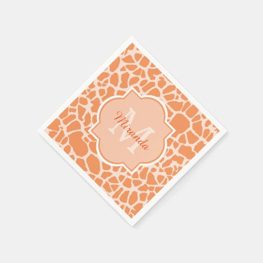 Afdrukmonogram en naam van Oranje Giraffe bevestig Servetten (Hoek)