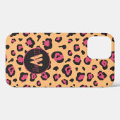 Afdrukmonogram roze en zwarte luipaard Case-Mate iPhone case (Achterkant (horizontaal))