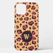 Afdrukmonogram roze en zwarte luipaard Case-Mate iPhone case (Achterkant)