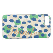 Afdrukmonogram van kleurrijke blauwe cheetah Case-Mate iPhone case (Achterkant (Horizontaal))