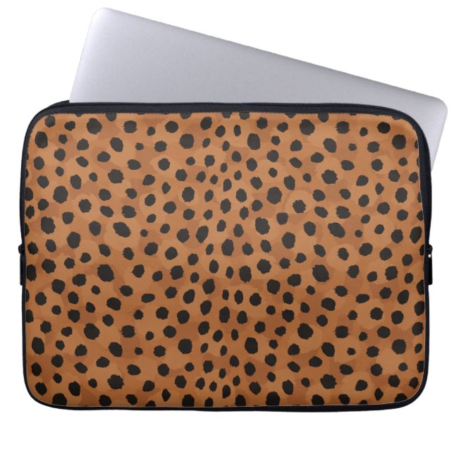 Afdrukmonogram voor roodbruine cheetah laptop sleeve (Voorkant)