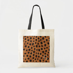 Afdrukmonogram voor roodbruine cheetah tote bag
