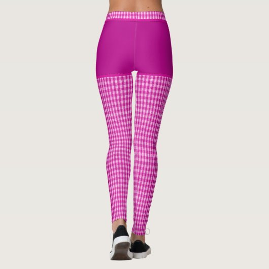 Afdrukmonogram voor roze gecheckte verbinding op m leggings (Achterkant)