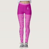 Afdrukmonogram voor roze gecheckte verbinding op m leggings (Voorkant)