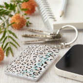 Afdrukmonogram voor zwarte en witte cheetah sleutelhanger (Voorkant Rechts)