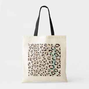 Afdrukmonogram voor zwarte en witte cheetah tote bag