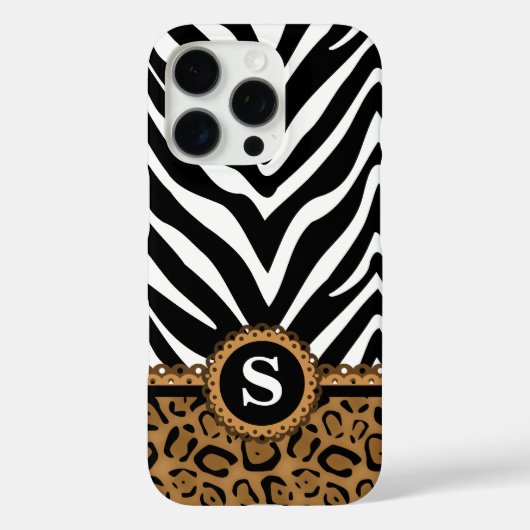 Afdrukmonogram zebra en luipaard Case-Mate iPhone case (Achterkant)