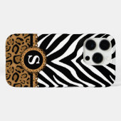 Afdrukmonogram zebra en luipaard Case-Mate iPhone case (Achterkant (horizontaal))