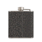 Afdrukmonogram zwarte grijze cheetah heupfles (Achterkant)