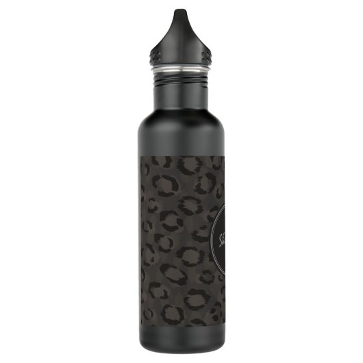 Afdrukmonogram zwarte grijze cheetah waterfles  (Links)